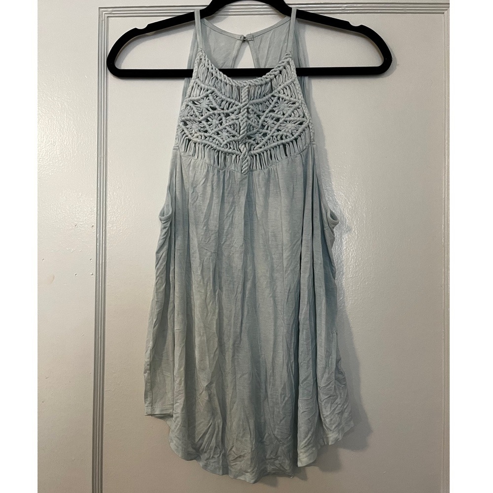 Flowy Woven Baby Blue and White Blouse